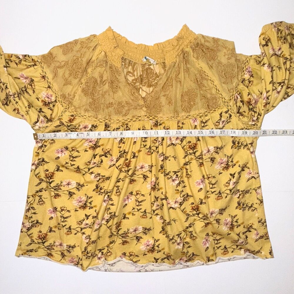 Sundance Florence Bloom Yellow Floral Blouse Cotton Top Balloon Sleeves Lace S - Picture 7 of 11